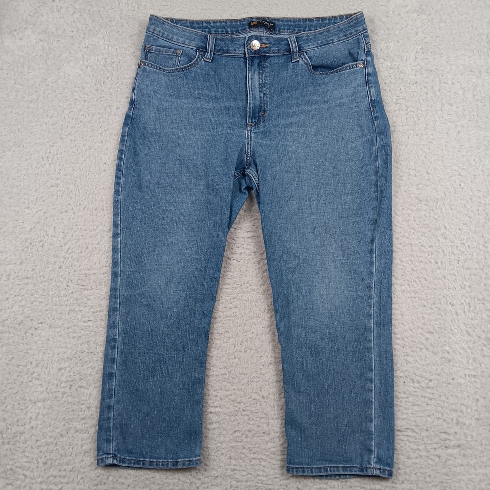 Lee Jeans Regular Fit Mid Rise Women 14 Medium Blue Straight Leg 1916W